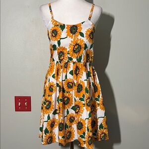 Sunflower Print Summer Dress